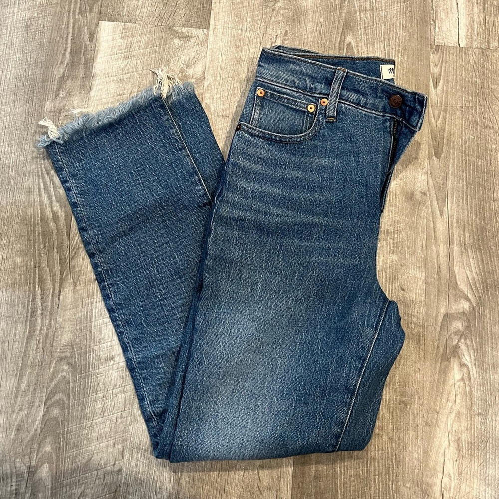 Madewell Blue Frayed Hem Jeans